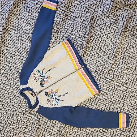 Tea Collection Raglan Sweater with Bird Embroidery Size XS / 2-3 - Picture 1 of 4